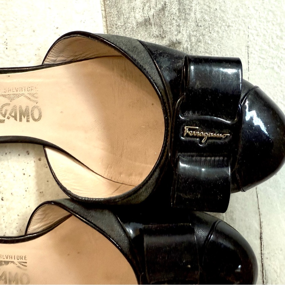 Salvatore Ferragamo Glossy Black Flats